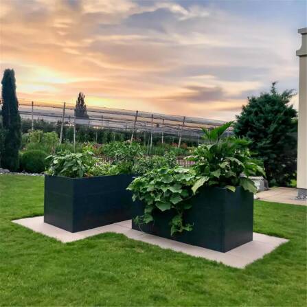 Metzler Hochbeet L für den Garten | Pulverbeschichtet Anthrazitgrau | 150 x 75 x 77 cm