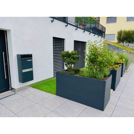 Metzler Hochbeet L für den Garten | Pulverbeschichtet Anthrazitgrau | 150 x 75 x 77 cm