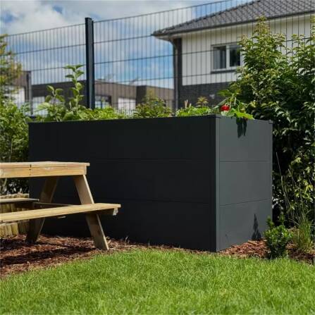 Metzler Hochbeet L für den Garten | Pulverbeschichtet Anthrazitgrau | 150 x 75 x 77 cm