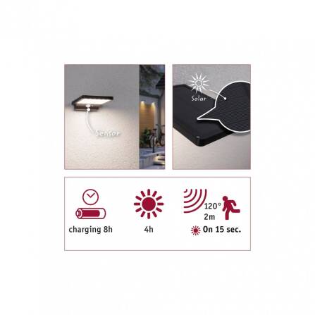 LED Wandleuchte | Solveig | Schwarz | Bewegungsmelder