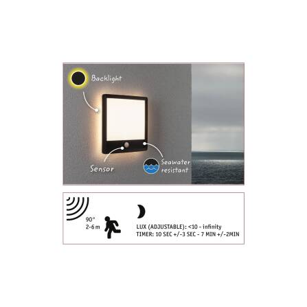 LED Wandleuchte | Lamina | Schwarz | Bewegungsmelder