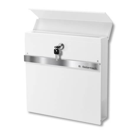 Metzler Boîte aux Lettres revêtue en Poudre | Gravure Laser optionnelle | RAL 9016 Blanc Signalisation | Stelio