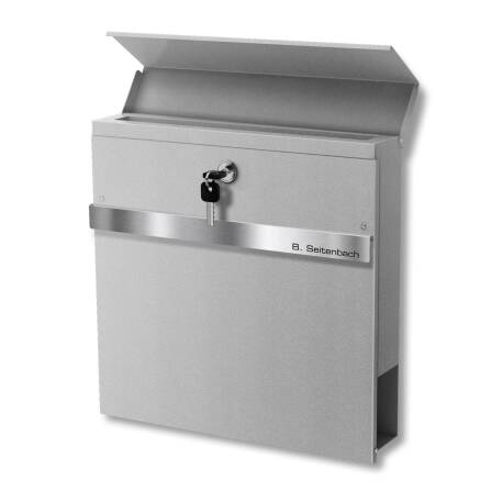 Cassetta delle lettere Metzler verniciata a polvere | Incisione laser | RAL 9007 Alluminio Grigio | Stelio