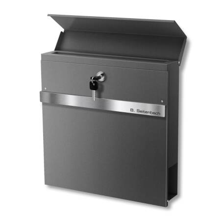 Metzler Briefkasten pulverbeschichtet | Lasergravur | DB 703 Eisenglimmer | Stelio