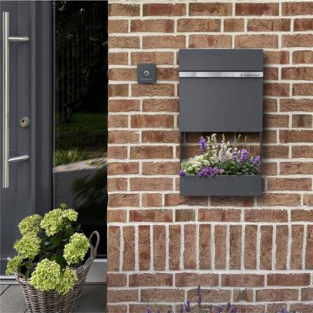 Metzler Briefkasten pulverbeschichtet | Lasergravur | DB 703 Eisenglimmer | Stelio