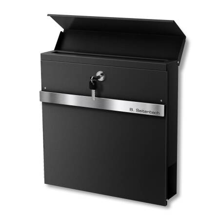 Metzler Briefkasten pulverbeschichtet | Lasergravur | RAL 9005 Tiefschwarz | Stelio