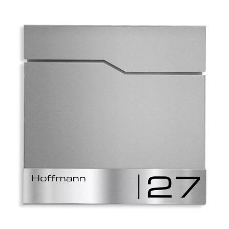 Metzler Briefkasten mit Edelstahl-Namensschild | RAL 9007...