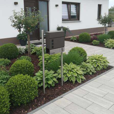 Metzler Briefkasten mit personalisierter Edelstahlblende und Sichtfenstern | DB 703 Eisenglimmer | Svena