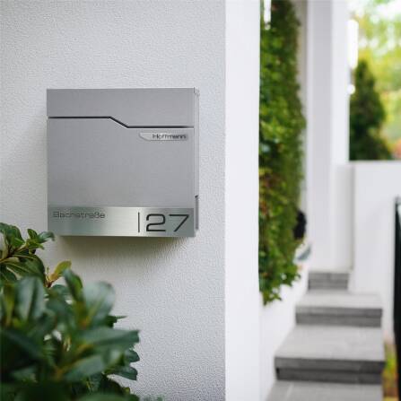 Metzler Boîte aux Lettres avec Plaque de Nom en Acier Inoxydable | RAL 9007 Aluminium Gris | Thobe