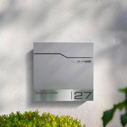 Metzler Boîte aux Lettres avec Plaque de Nom en Acier Inoxydable | RAL 9007 Aluminium Gris | Thobe