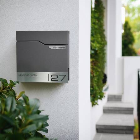 Metzler Briefkasten mit Namensschild aus Edelstahl | DB 703 Eisenglimmer | Thobe