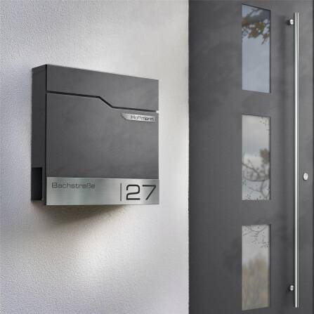 Metzler Briefkasten mit Namensschild aus Edelstahl | DB 703 Eisenglimmer | Thobe