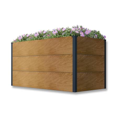 Metzler Hochbeet L für den Garten in Holzoptik + anthrazitgrau pulverbeschichtet | 150 x 75 x 77 cm