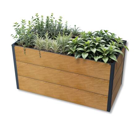 Metzler Hochbeet L für den Garten in Holzoptik + anthrazitgrau pulverbeschichtet | 150 x 75 x 77 cm