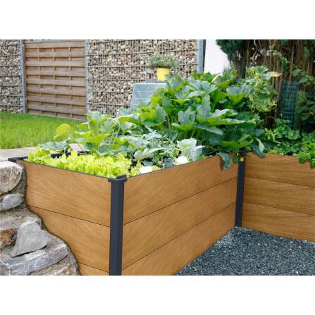 Metzler Hochbeet L für den Garten in Holzoptik + anthrazitgrau pulverbeschichtet | 150 x 75 x 77 cm