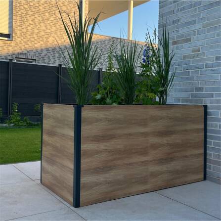 Metzler Hochbeet L für den Garten in Holzoptik + anthrazitgrau pulverbeschichtet | 150 x 75 x 77 cm