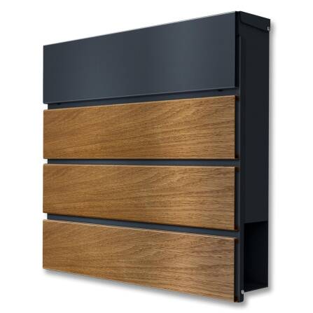 Metzler Briefkasten Anthrazitgrau + Holzoptik Eiche | Anton