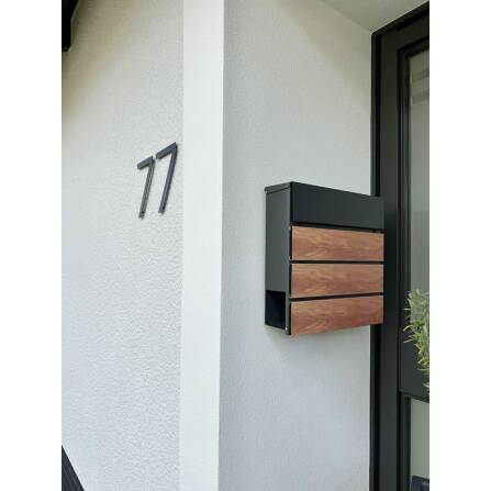 Metzler Briefkasten Anthrazitgrau + Holzoptik Eiche | Anton