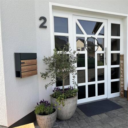 Metzler Briefkasten Anthrazitgrau + Holzoptik Eiche | Anton