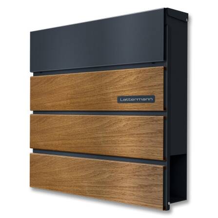 Metzler Briefkasten Holzoptik Eiche | Anthrazit RAL7016...