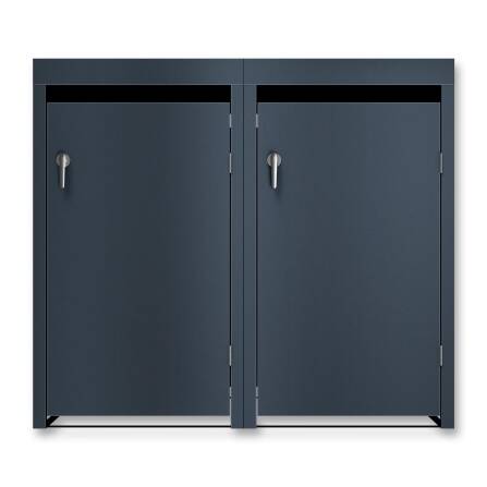 Metzler Cache-poubelles avec Toit Végétal | Deux Portes | Massif & inoxydable | 240l | RAL7016 Gris Anthracite