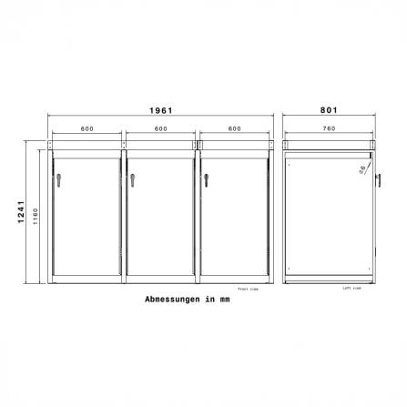 Metzler Mülltonnenbox mit Pflanzdach | 3er | 240l | Anthrazit RAL 7016 | aus Stahl | rostfrei & massiv | Türgriff mit Schloss