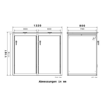 Metzler Contenitore per Bidoni della Spazzatura | 2 pezzi | 240l | con Aspetto del Legno | Antracite RAL 7016 | in Acciaio | Inossidabile & Massiccio | Maniglia Porta con Serratura
