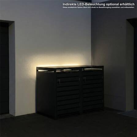 Metzler Mülltonnenbox | 2er | 240l | Anthrazit RAL 7016 | aus Stahl | mit Sichtstreifen | rostfrei & massiv | Türgriff mit Schloss