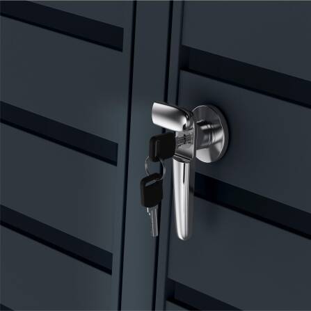 Metzler Mülltonnenbox | 2er | 240l | Anthrazit RAL 7016 | aus Stahl | mit Sichtstreifen | rostfrei & massiv | Türgriff mit Schloss