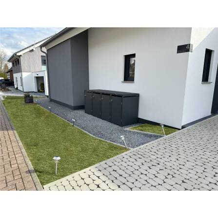 Metzler Mülltonnenbox | 1er | 240l | Anthrazit RAL 7016 | aus Stahl | rostfrei & massiv | Türgriff mit Schloss