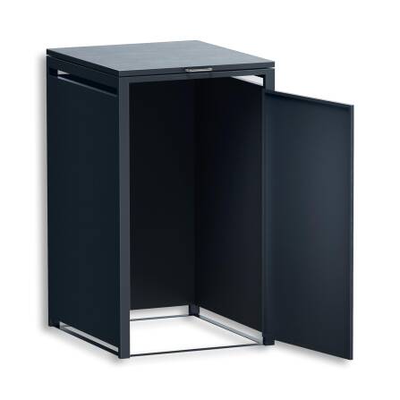 Metzler Mülltonnenbox | 1er | 240l | Anthrazit RAL 7016 | aus Stahl | rostfrei & massiv | Türgriff mit Schloss