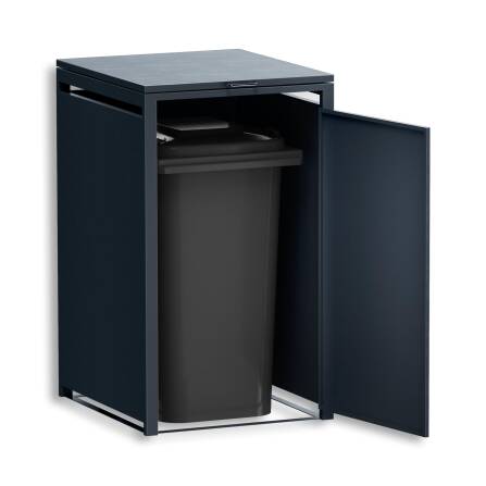 Metzler Mülltonnenbox | 1er | 240l | Anthrazit RAL 7016 | aus Stahl | rostfrei & massiv | Türgriff mit Schloss