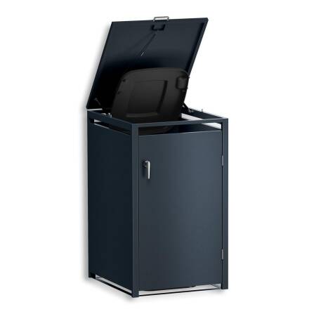 Metzler Mülltonnenbox | 1er | 240l | Anthrazit RAL 7016 | aus Stahl | rostfrei & massiv | Türgriff mit Schloss