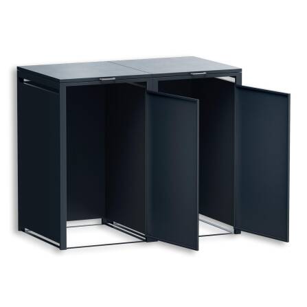 Metzler Cache-poubelles | Deux portes | Inoxydable et massif | 240l | RAL7016 Gris Anthracite mat