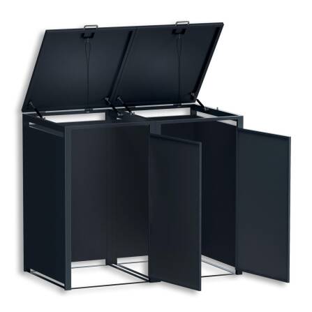 Metzler Cache-poubelles | Deux portes | Inoxydable et massif | 240l | RAL7016 Gris Anthracite mat