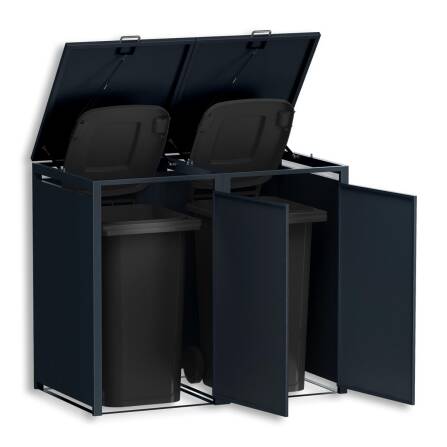 Metzler Cache-poubelles | Deux portes | Inoxydable et massif | 240l | RAL7016 Gris Anthracite mat