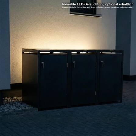 Metzler Cache-poubelles | Trois Portes | Inoxydable et massif | 240l | RAL7016 Gris Anthracite mat