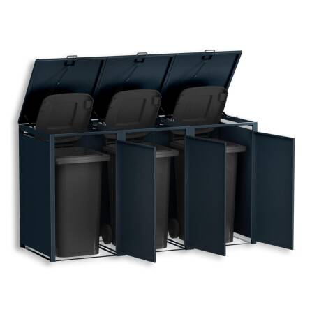 Metzler Cache-poubelles | Trois Portes | Inoxydable et massif | 240l | RAL7016 Gris Anthracite mat