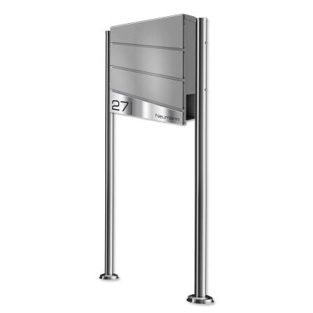 Metzler Design Standbriefkasten mit Standfuß aus Edelstahl | RAL 9007 Graualuminium | Neumann