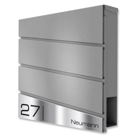 Metzler Design Standbriefkasten mit Standfuß aus Edelstahl | RAL 9007 Graualuminium | Neumann