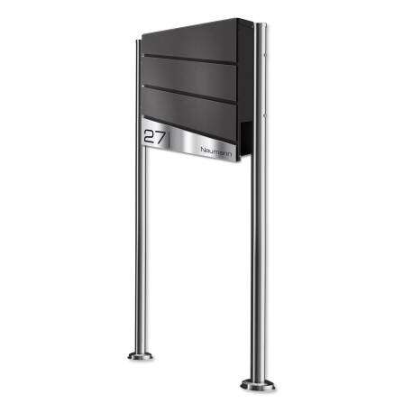 Metzler Design Standbriefkasten mit Standfuß aus Edelstahl | DB 703 Eisenglimmer |  Neumann