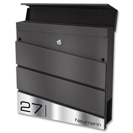 Metzler Design Standbriefkasten mit Standfuß aus Edelstahl | DB 703 Eisenglimmer |  Neumann