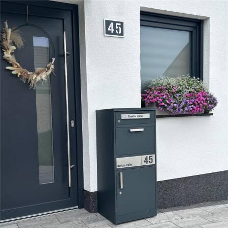 Metzler Hausnummernschild aus Edelstahl Anthrazitgrau RAL 7016