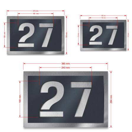 Metzler Hausnummernschild aus Edelstahl Anthrazitgrau RAL 7016