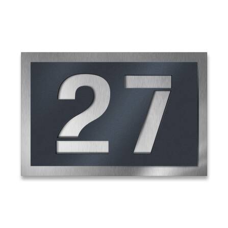 Metzler Hausnummernschild aus Edelstahl RAL 7016...