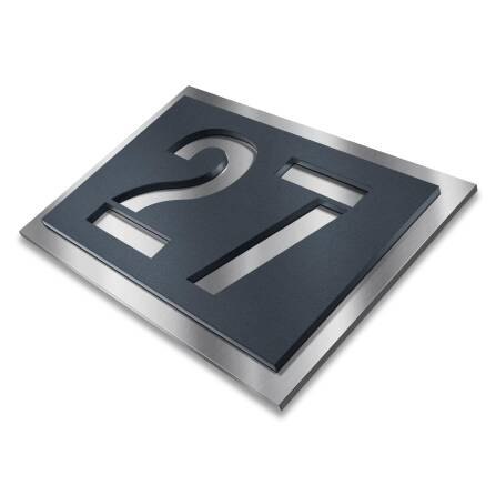 Metzler Hausnummernschild aus Edelstahl RAL 7016 Anthrazitgrau | 16  x 11 cm