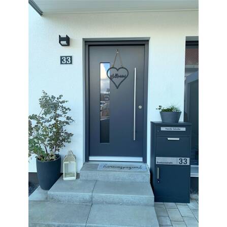 Metzler Hausnummernschild aus Edelstahl RAL 7016 Anthrazitgrau | 16  x 11 cm