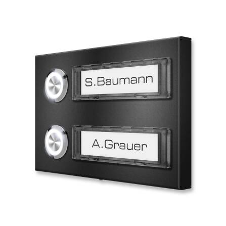 Metzler Türklingel Aufputz Namensschilder | RAL 9005 Tiefschwarz | Tovi M2