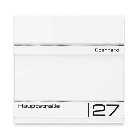 Metzler Standbriefkasten | Standfuß aus Edelstahl | mit Lasergravur | RAL 9016 Verkehrsweiß | Hermann
