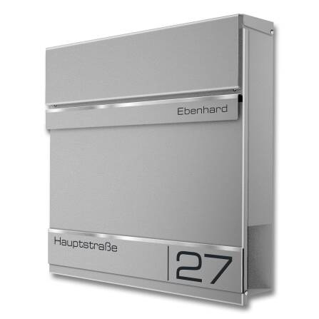 Metzler Standbriefkasten | Standfuß aus Edelstahl | mit Lasergravur | RAL 9007 Graualuminium |Hermann